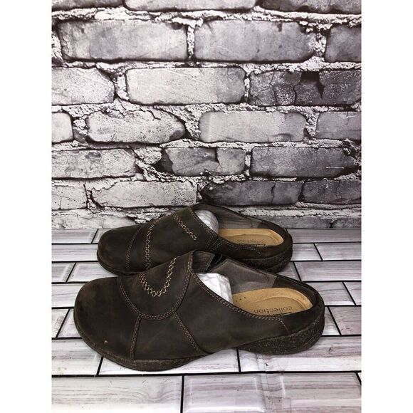 Clarks Collection Brown Leather Slip On Mules Clogs Shoes Women Sz 7.5W US/38EU - Picture 4 of 15